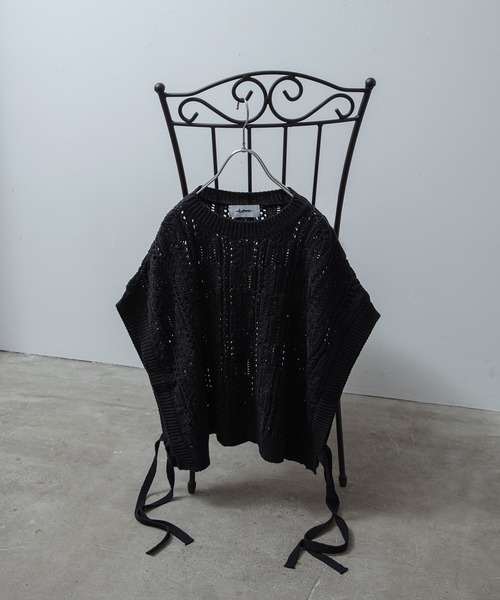 unlow（アンロー）の「透かし編みショートニットベスト（ニット/セーター・メンズ・ブラック/ブルー・FREE）」の8枚目の写真