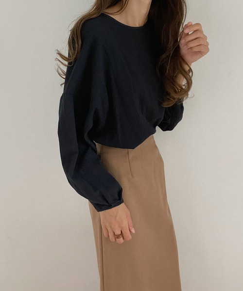 LAUIR（ラウアー）の「ボリュームスリーブバックリボンブラウス（シャツ/ブラウス・レディース・アイボリー/モカ/グレイッシュベージュ/ブラック/ピンク/ワインレッド/ブルー/ネイビー/チャコールグレー/マスタード/オレンジ系その他/グリーン系その他・MEDIUM/LARGE/SMALL/X-LARGE）」の16枚目の写真