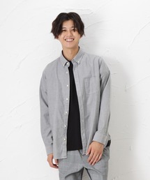 NAVY | オーガニックコットン オックス無地ボタンダウン長袖シャツ(シャツ/ブラウス)