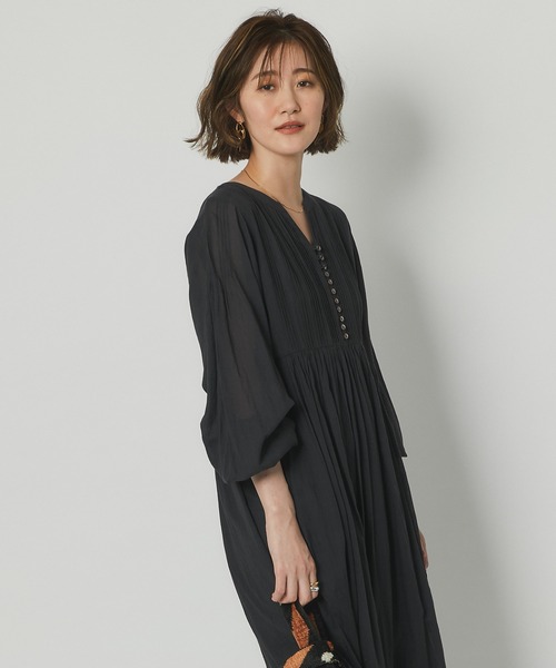 RIVE DROITE（リヴドロワ）の「【beej(ビージ)】ピンタックドレス（ワンピース・レディース・チャコールグレー/ピンク・FREE）」の5枚目の写真