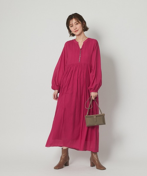 RIVE DROITE（リヴドロワ）の「【beej(ビージ)】ピンタックドレス（ワンピース・レディース・チャコールグレー/ピンク・FREE）」の15枚目の写真