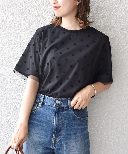 SHIPS（シップス）の「【WEB限定】チュールドッキングTEE 2◇（Tシャツ/カットソー・レディース・ブラック/チャコールグレー/ライトグレー/ライトホワイト・ONE SIZE）」の20枚目の写真