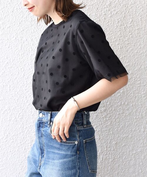 SHIPS（シップス）の「【WEB限定】チュールドッキングTEE 2◇（Tシャツ/カットソー・レディース・ブラック/チャコールグレー/ライトグレー/ライトホワイト・ONE SIZE）」の19枚目の写真