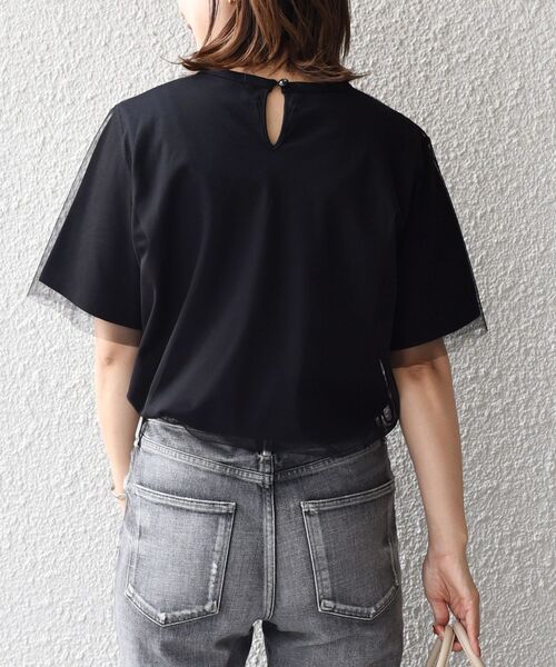 SHIPS（シップス）の「【WEB限定】チュールドッキングTEE 2◇（Tシャツ/カットソー・レディース・ブラック/チャコールグレー/ライトグレー/ライトホワイト・ONE SIZE）」の10枚目の写真