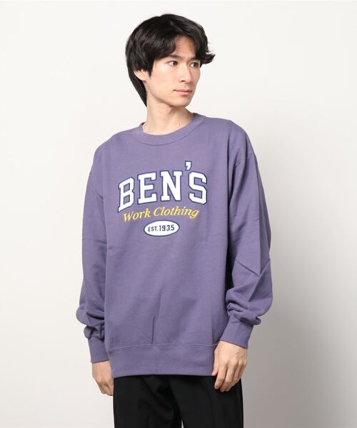 BEN DAVIS（ベンデイビス）の「【BEN DAVIS/ベンデイビス】 LETTEREDロゴ 刺繍 クルーネック スウェット（スウェット・メンズ・ライトグレー/ダークグリーン/パープル/ワイン・M/L/XL）」の7枚目の写真