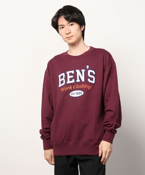 BEN DAVIS（ベンデイビス）の「【BEN DAVIS/ベンデイビス】 LETTEREDロゴ 刺繍 クルーネック スウェット（スウェット・メンズ・ライトグレー/ダークグリーン/パープル/ワイン・M/L/XL）」の11枚目の写真