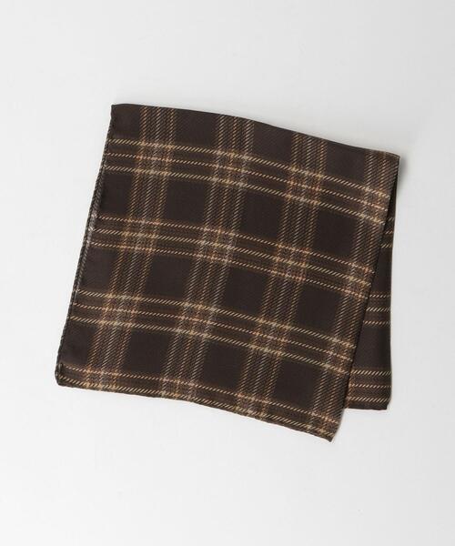 AD56（エーディーチンクワンタセイ）の「＜AD56＞シルク チェック ポケットチーフ（ポケットチーフ・メンズ・ダークブラウン/ダークグレー・FREE）」の2枚目の写真