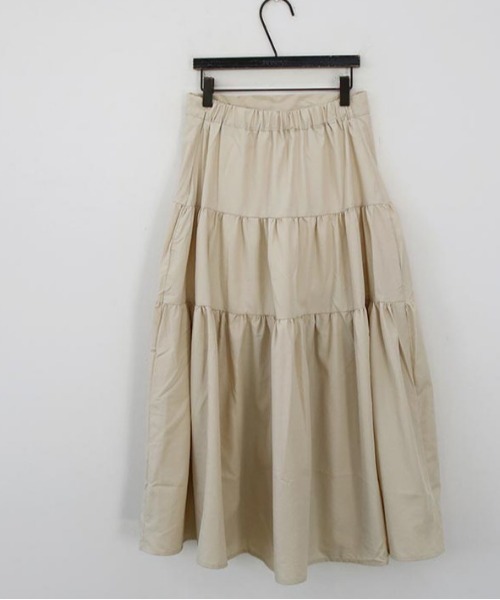 NANING9（ナンニング）の「NANING9 カンカンロングフレアスカート（スカート・レディース・ブラック/ライトベージュ・FREE）」の4枚目の写真