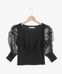 MAJESTIC LEGON | オーガーンジースリーブリブトップス(Tシャツ/カットソー)