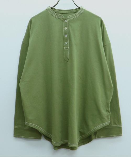 HER CLOSET(ハークローゼット)の「【shemoshelly】コットン100%ステッチプルオーバー(Tシャツ/カットソー・レディース・ブラック/グリーン/アイボリー・M)」の3枚目の写真