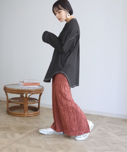 HER CLOSET(ハークローゼット)の「【shemoshelly】コットン100%ステッチプルオーバー(Tシャツ/カットソー・レディース・ブラック/グリーン/アイボリー・M)」の17枚目の写真