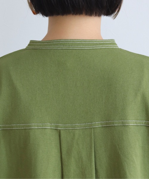 HER CLOSET(ハークローゼット)の「【shemoshelly】コットン100%ステッチプルオーバー(Tシャツ/カットソー・レディース・ブラック/グリーン/アイボリー・M)」の9枚目の写真