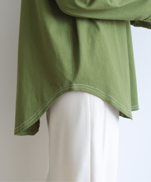 HER CLOSET(ハークローゼット)の「【shemoshelly】コットン100%ステッチプルオーバー(Tシャツ/カットソー・レディース・ブラック/グリーン/アイボリー・M)」の19枚目の写真