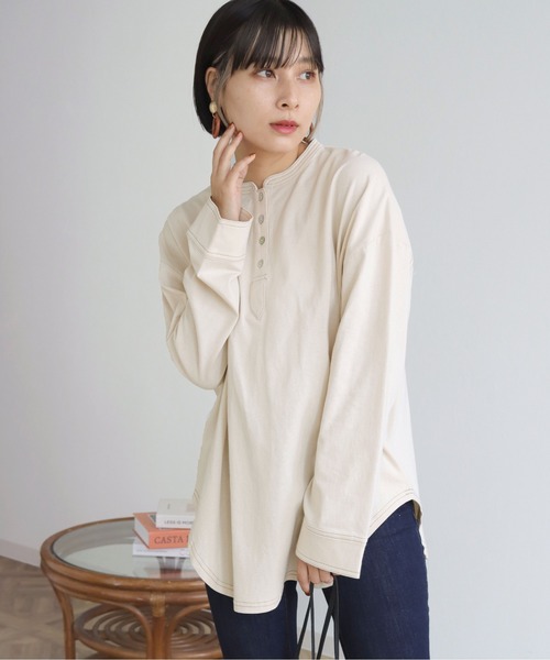 HER CLOSET(ハークローゼット)の「【shemoshelly】コットン100%ステッチプルオーバー(Tシャツ/カットソー・レディース・ブラック/グリーン/アイボリー・M)」の20枚目の写真