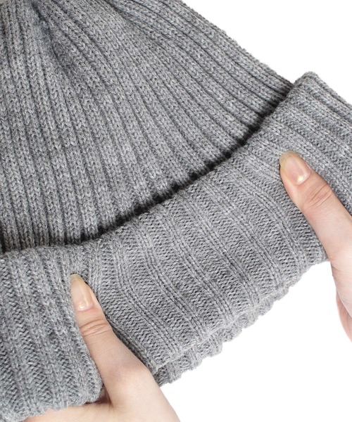 14+（イチヨンプラス）の「二重シンプルニットワッチ（ニットキャップ/ビーニー・レディース・ブラック/ベージュ/ネイビー/グレー・FREE）」の14枚目の写真