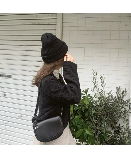 14+（イチヨンプラス）の「二重シンプルニットワッチ（ニットキャップ/ビーニー・レディース・ブラック/ベージュ/ネイビー/グレー・FREE）」の17枚目の写真