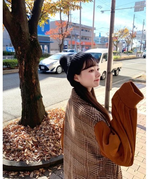 14+（イチヨンプラス）の「二重シンプルニットワッチ（ニットキャップ/ビーニー・レディース・ブラック/ベージュ/ネイビー/グレー・FREE）」の18枚目の写真