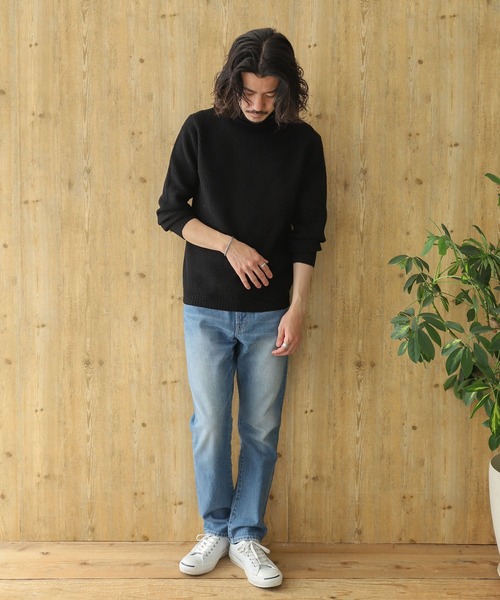 URBAN RESEARCH Sonny Label（アーバンリサーチサニーレーベル）の「リッチソフトウール畦編みタートルネックニット（ニット/セーター・メンズ・オフホワイト/ブラック/グレー/ベージュ/オレンジ・MEDIUM/LARGE）」の21枚目の写真