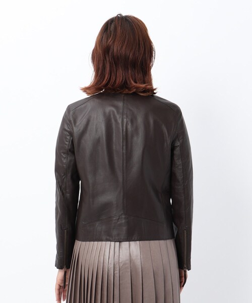 UNTITLED（アンタイトル）の「◆「L」ノーカラーレザージャケット（ライダースジャケット・レディース・ブラック/ダークブラウン・44/42/04/48/50/46）」の11枚目の写真