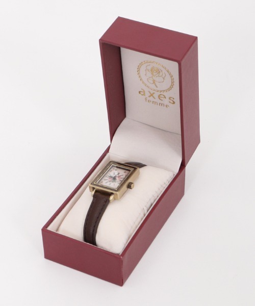 axes femme（アクシーズファム）の「額縁風フラワー柄腕時計（アナログ腕時計・レディース・ゴールド/シルバー・MEDIUM）」の2枚目の写真
