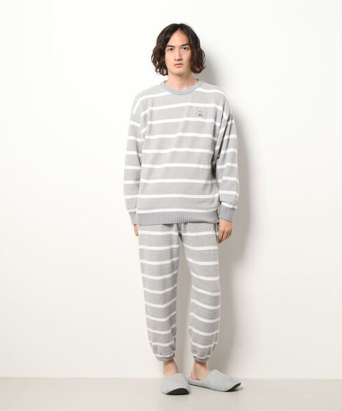 Psycho Bunny メンズ ボア ワンポイント ボーダー柄 セットアップ ルームウェア