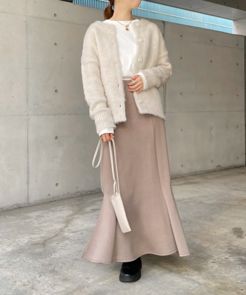 DouDou（ドゥドゥ）の「モヘヤシャギーカーディガン（ニット/セーター・レディース・ライトグレー/グレイッシュベージュ/スカイブルー・FREE）」の14枚目の写真