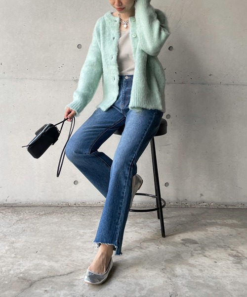 DouDou（ドゥドゥ）の「モヘヤシャギーカーディガン（ニット/セーター・レディース・ライトグレー/グレイッシュベージュ/スカイブルー・FREE）」の11枚目の写真