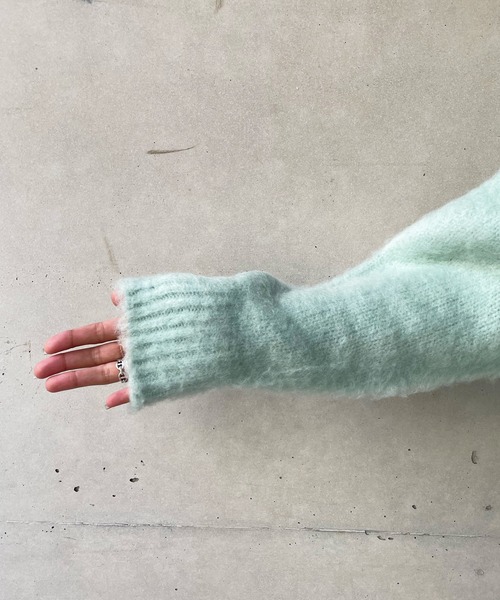 DouDou（ドゥドゥ）の「モヘヤシャギーカーディガン（ニット/セーター・レディース・ライトグレー/グレイッシュベージュ/スカイブルー・FREE）」の8枚目の写真