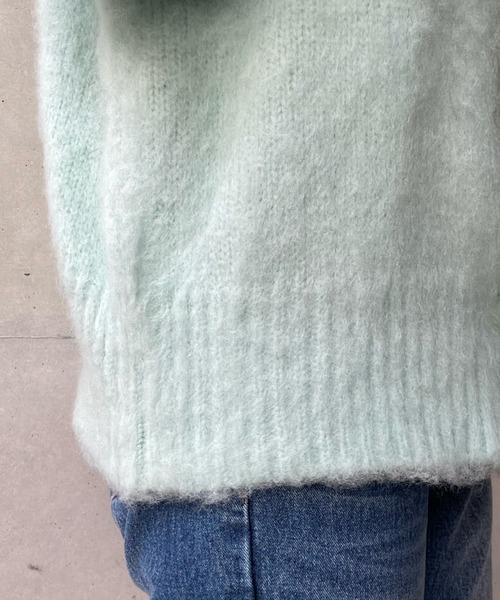 DouDou（ドゥドゥ）の「モヘヤシャギーカーディガン（ニット/セーター・レディース・ライトグレー/グレイッシュベージュ/スカイブルー・FREE）」の17枚目の写真