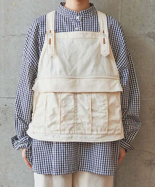 PAR ICI KLASSISK（パーリッシィクラシスク）の「フレンチワーカーサージ ワークベスト（ベスト・レディース・アイボリー/ブルー・FREE）」の17枚目の写真