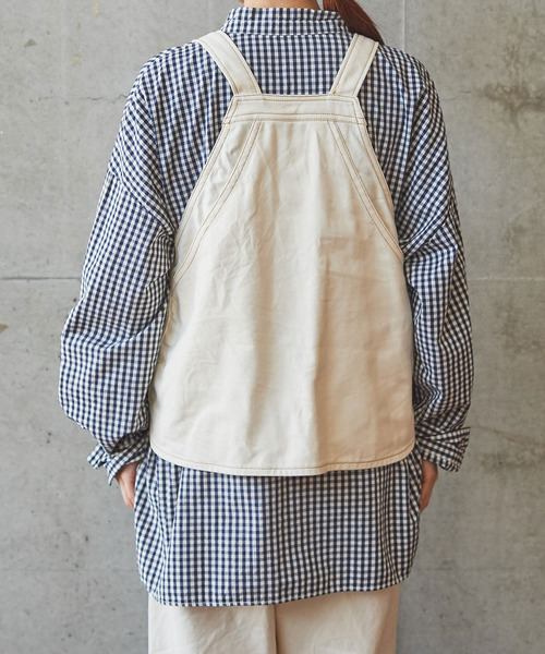 PAR ICI KLASSISK（パーリッシィクラシスク）の「フレンチワーカーサージ ワークベスト（ベスト・レディース・アイボリー/ブルー・FREE）」の7枚目の写真