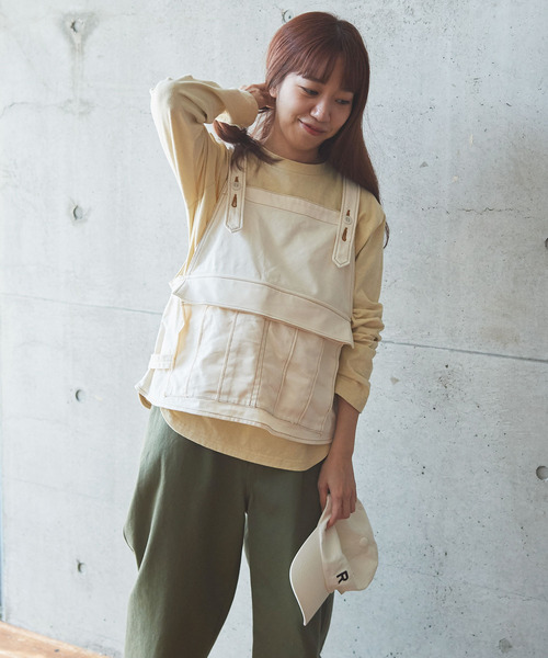 PAR ICI KLASSISK（パーリッシィクラシスク）の「フレンチワーカーサージ ワークベスト（ベスト・レディース・アイボリー/ブルー・FREE）」の21枚目の写真