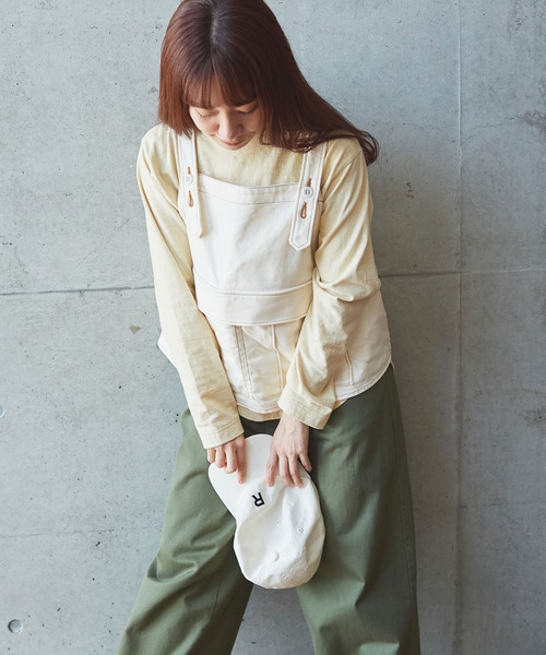 PAR ICI KLASSISK（パーリッシィクラシスク）の「フレンチワーカーサージ ワークベスト（ベスト・レディース・アイボリー/ブルー・FREE）」の6枚目の写真