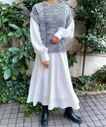 ニットベストドッキングワンピース