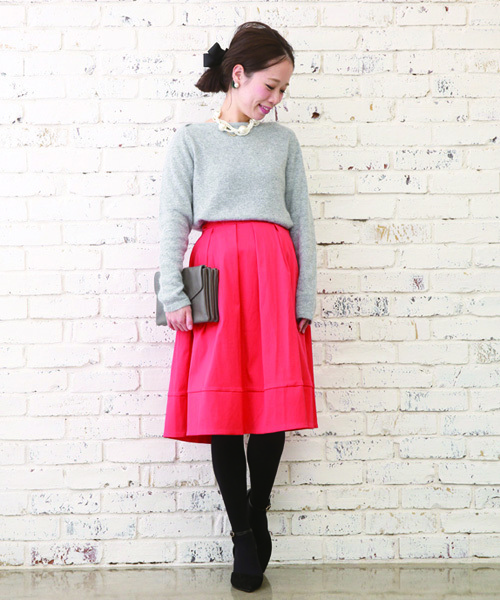 Chico（チコ）の「グログランミモレSK（スカート・レディース・レッド/ブラック系その他/ベージュ・FREE）」の3枚目の写真