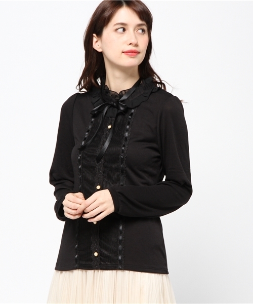 axes femme（アクシーズファム）の「プチスタンド襟ブラウス風プル