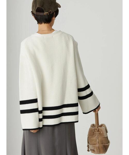 AMERICAN HOLIC(アメリカンホリック)の「ライン入り片畦ニットプルオーバー(ニット/セーター・レディース・ブラック/オフホワイト・M/L)」の19枚目の写真