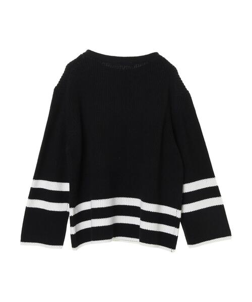 AMERICAN HOLIC(アメリカンホリック)の「ライン入り片畦ニットプルオーバー(ニット/セーター・レディース・ブラック/オフホワイト・M/L)」の14枚目の写真