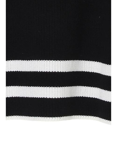 AMERICAN HOLIC(アメリカンホリック)の「ライン入り片畦ニットプルオーバー(ニット/セーター・レディース・ブラック/オフホワイト・M/L)」の12枚目の写真