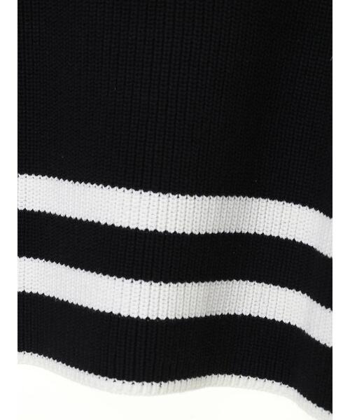 AMERICAN HOLIC(アメリカンホリック)の「ライン入り片畦ニットプルオーバー(ニット/セーター・レディース・ブラック/オフホワイト・M/L)」の5枚目の写真