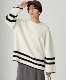 AMERICAN HOLIC | ライン入り片畦ニットプルオーバー(ニット/セーター)