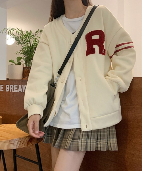 meJane(ミージェーン)の「Rサガラ刺繍ワッペンロゴスウェットカーディガン【ZOZOTOWN限定】(カーディガン/ボレロ・レディース・ブラック/グレー/アイボリー・FREE)」の11枚目の写真
