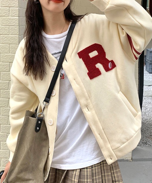 Rサガラ刺繍ワッペンロゴスウェットカーディガン【ZOZOTOWN限定
