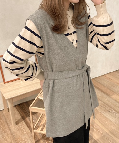 apres jour clair(アプレジュールクレア)の「【apres jour clair】ベルト付きベスト(ベスト・レディース・杢グレー/ダークブラウン/ベージュ・X-LARGE/フリー)」の5枚目の写真