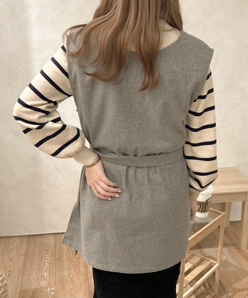 apres jour clair(アプレジュールクレア)の「【apres jour clair】ベルト付きベスト(ベスト・レディース・杢グレー/ダークブラウン/ベージュ・X-LARGE/フリー)」の6枚目の写真