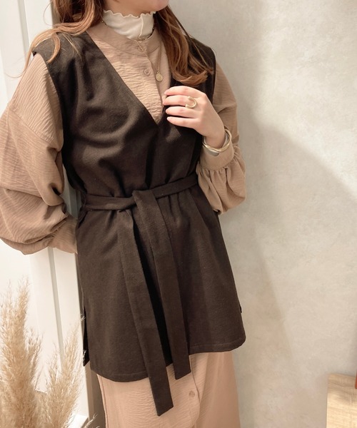 apres jour clair(アプレジュールクレア)の「【apres jour clair】ベルト付きベスト(ベスト・レディース・杢グレー/ダークブラウン/ベージュ・X-LARGE/フリー)」の9枚目の写真