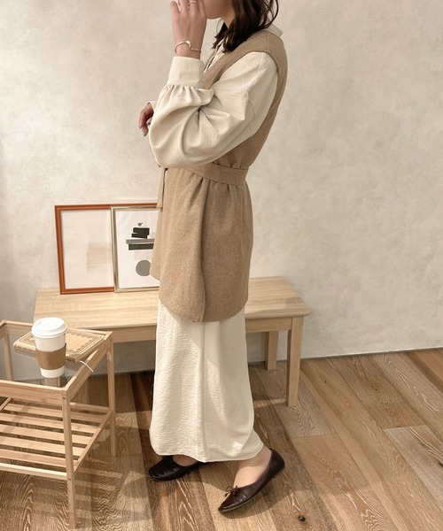 apres jour clair(アプレジュールクレア)の「【apres jour clair】ベルト付きベスト(ベスト・レディース・杢グレー/ダークブラウン/ベージュ・X-LARGE/フリー)」の18枚目の写真