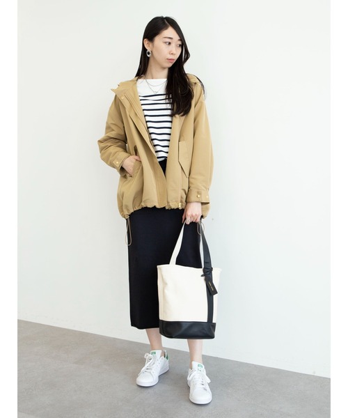 Green　Parks（グリーンパークス）の「【花粉防止】 Aラインミドル丈マンパ（マウンテンパーカー・レディース・ベージュ/ネイビー/その他8・FREE）」の4枚目の写真