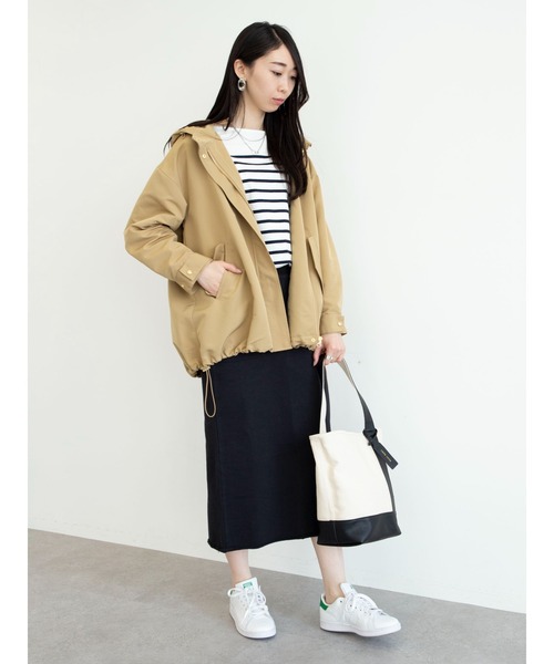 Green　Parks（グリーンパークス）の「【花粉防止】 Aラインミドル丈マンパ（マウンテンパーカー・レディース・ベージュ/ネイビー/その他8・FREE）」の7枚目の写真