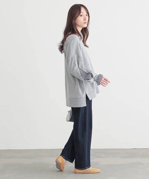 osharewalker（オシャレウォーカー）の「『ストライプドッキングぽわん袖スウェット』（スウェット・レディース・ブラック/ミント/杢グレー・FREE）」の10枚目の写真